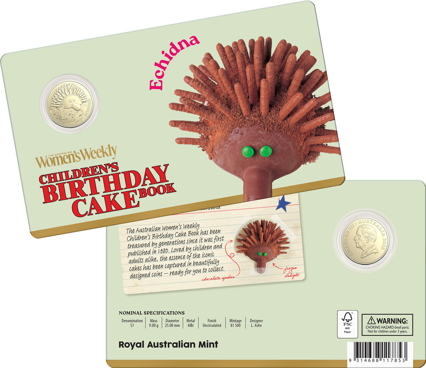 Aww Birthday Cake 2025 $1 Carded Coins Collection - 10 coin bundle