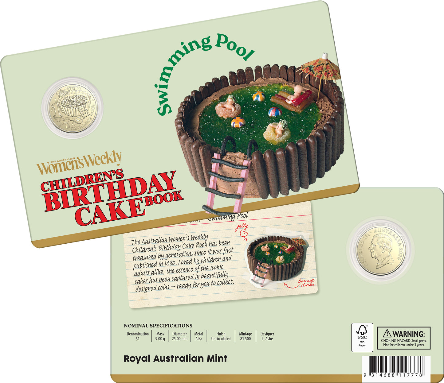 Aww Birthday Cake 2025 $1 Carded Coins Collection - 10 coin bundle