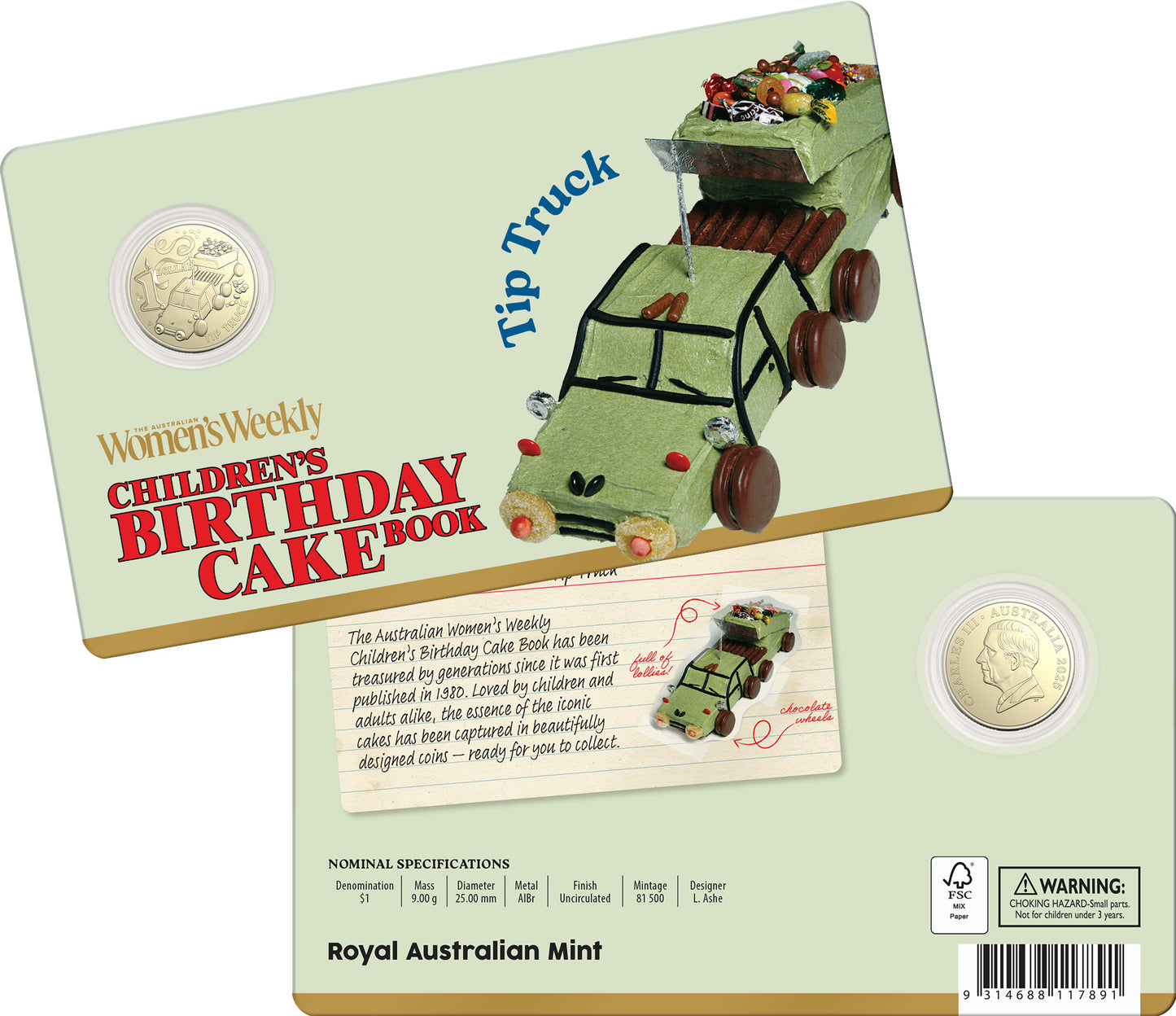 Aww Birthday Cake 2025 $1 Carded Coins Collection - 10 coin bundle