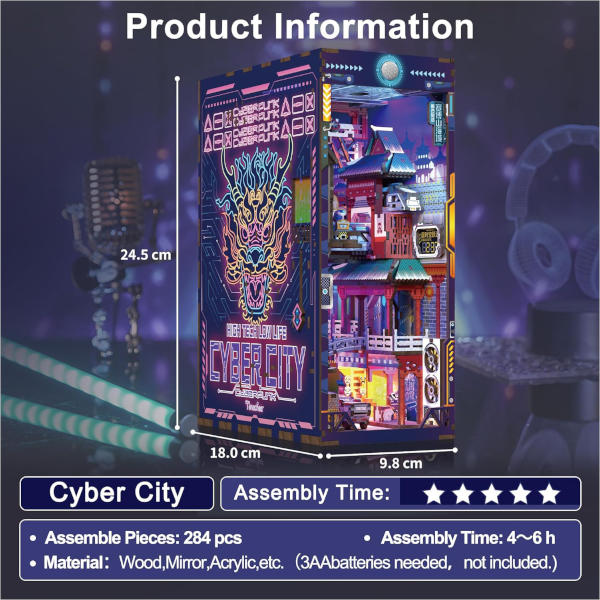 Tonecheer Book Nook 3d Puzzle Kit - Cyber City