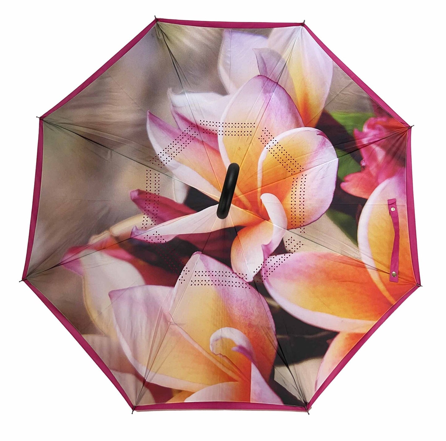 Pink Frangipani Reverse Umbrella