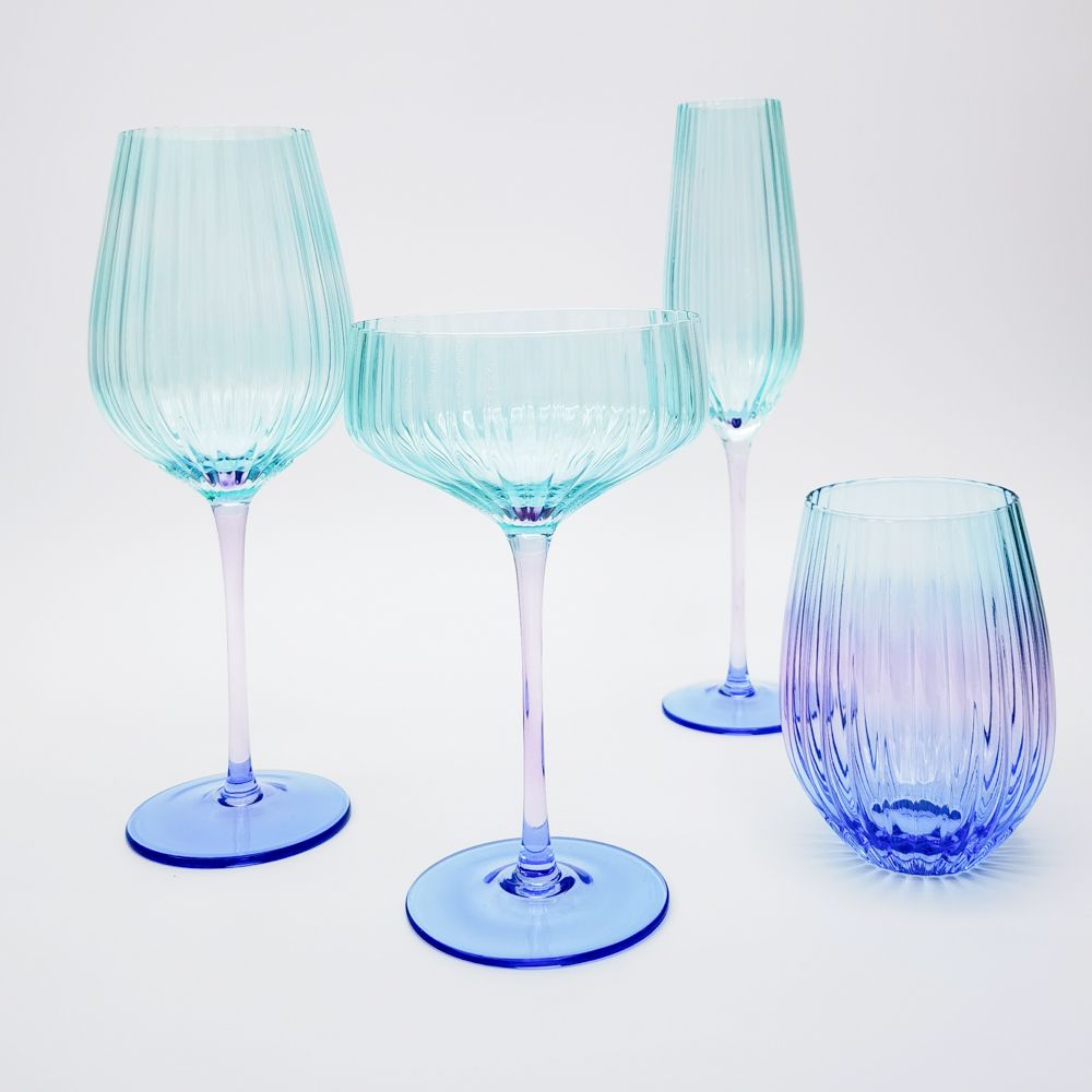 Ellie Ombre Cocktail Glass Aqua & Blue