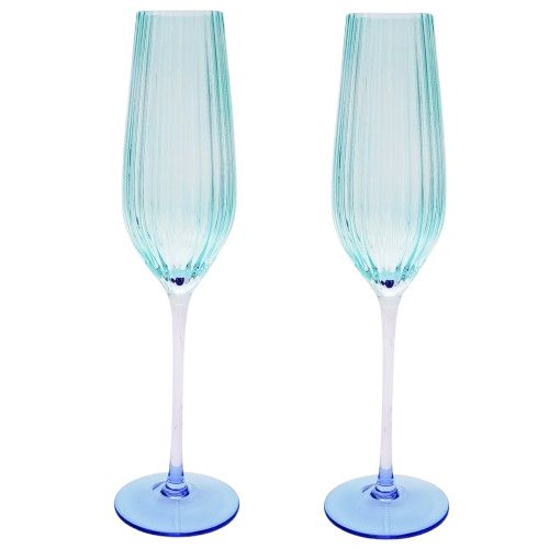 Ellie Ombre Champagne Glass Aqua & Blue