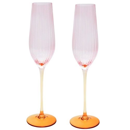 Elle Ombre Champagne Glass Pink & Yellow