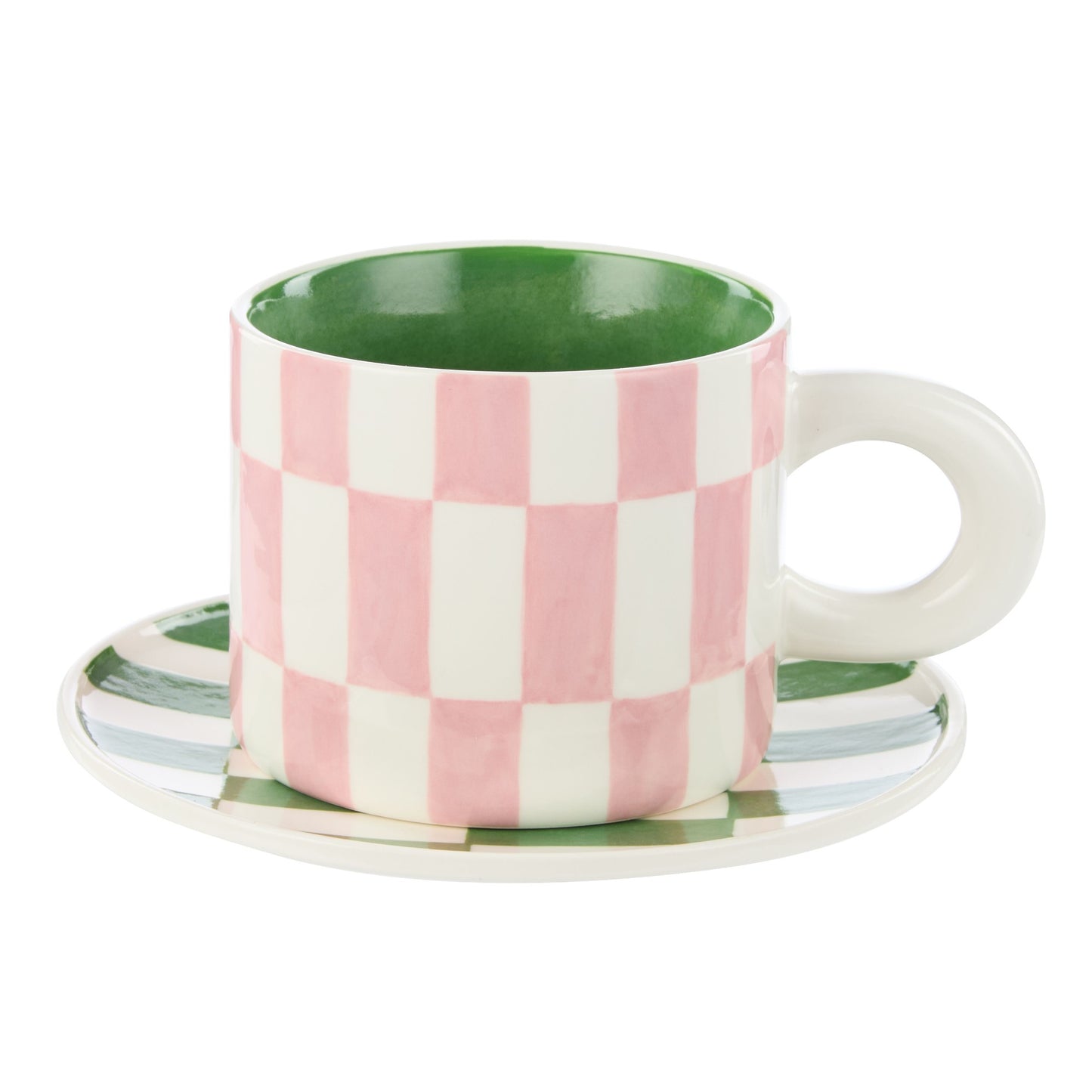 Emporium Check Mug & Plate - Pink