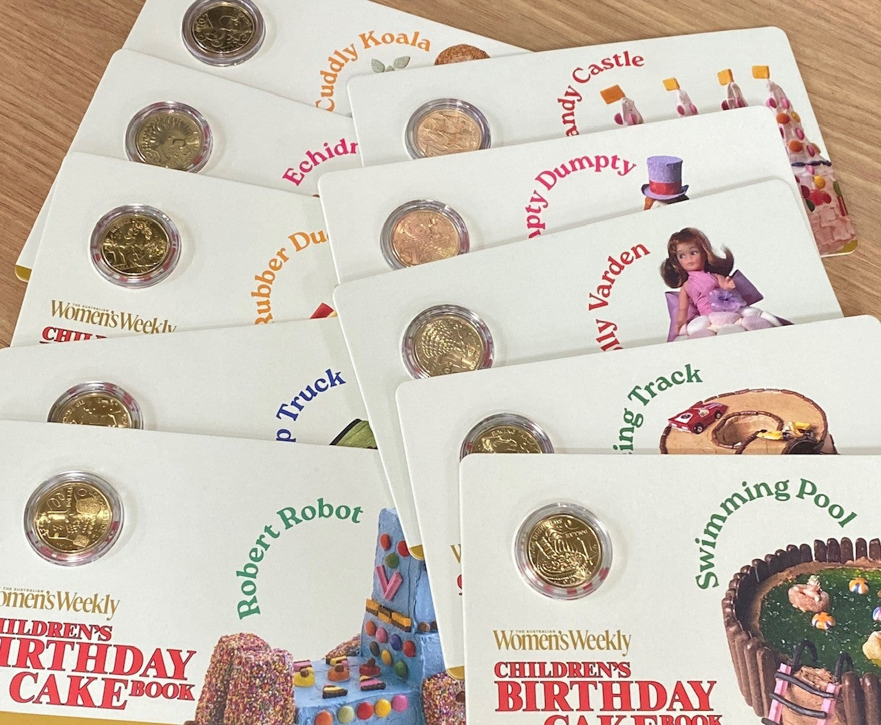 Aww Birthday Cake 2025 $1 Carded Coins Collection - 10 coin bundle