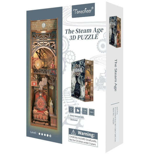 Tonecheer Book Nook 3d Puzzle Kit - The Steam Age