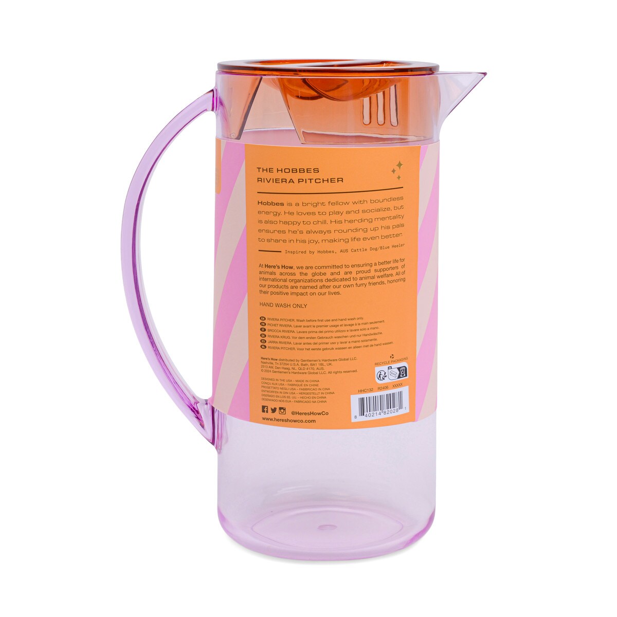 The Hobbies Pitcher - Lilac + Orange