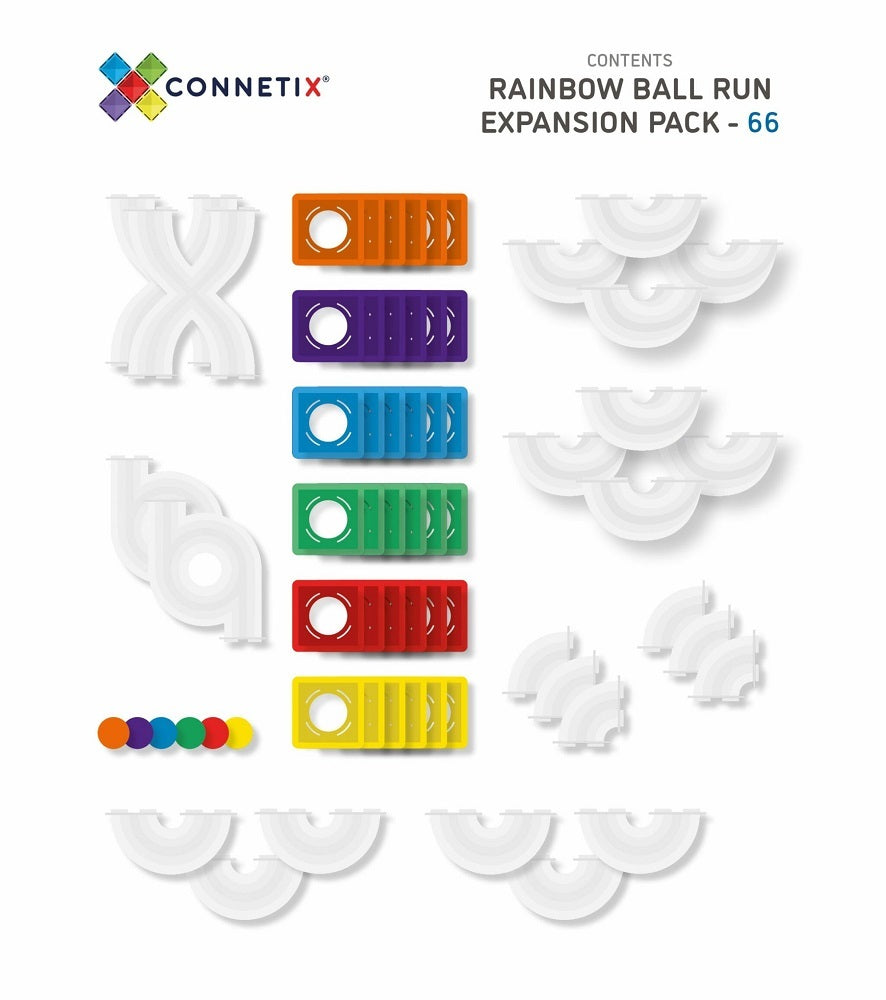 Connetix Rainbow Ball Run Expansion Pk 66pc