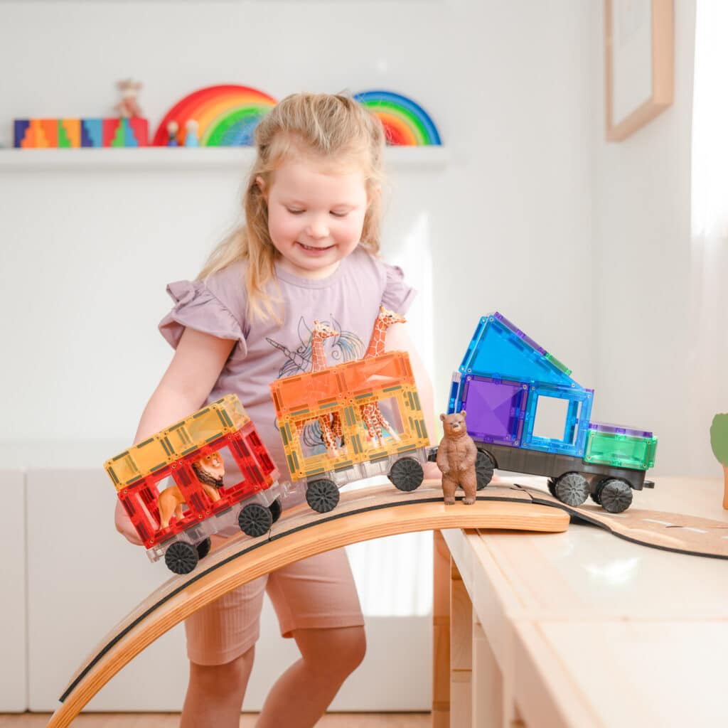 Connetix Magnetic Tiles  Rainbow Transport Pack  50 Pieces