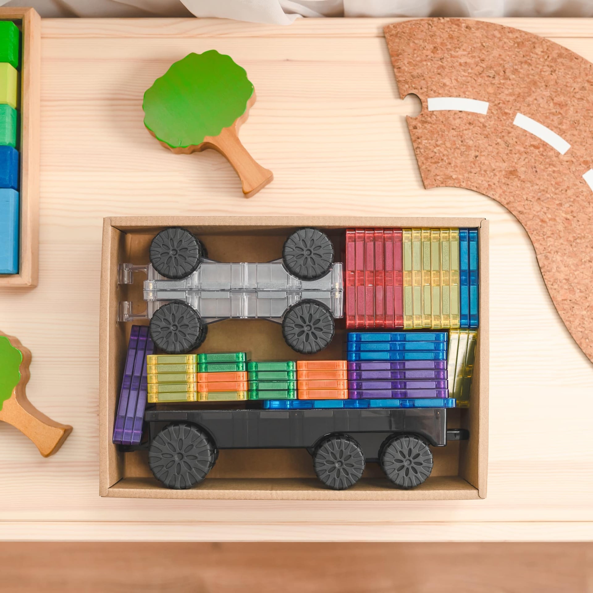 Connetix Magnetic Tiles  Rainbow Transport Pack  50 Pieces