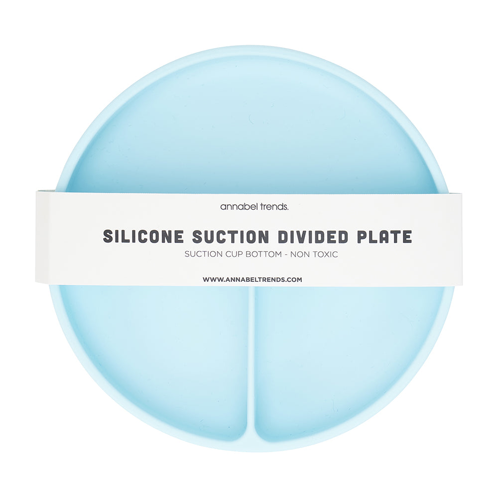 Silicone Suction Divided Plate -iced Blue