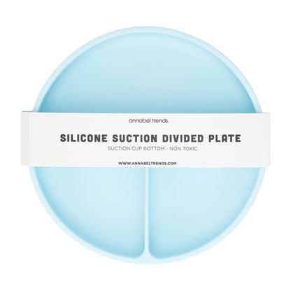 Silicone Suction Divided Plate -iced Blue