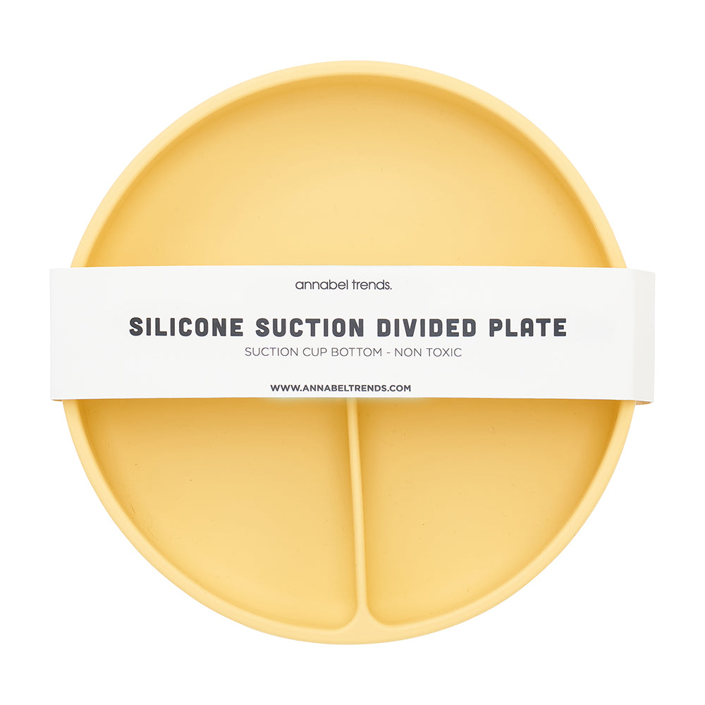 Silicone Suction Divided Plate - Lemon