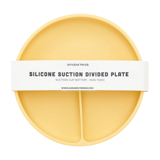 Silicone Suction Divided Plate - Lemon