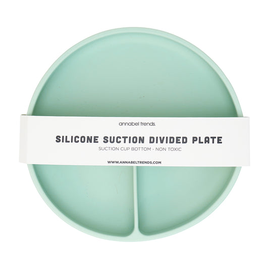 Silicone Suction Divided Plate - Moss