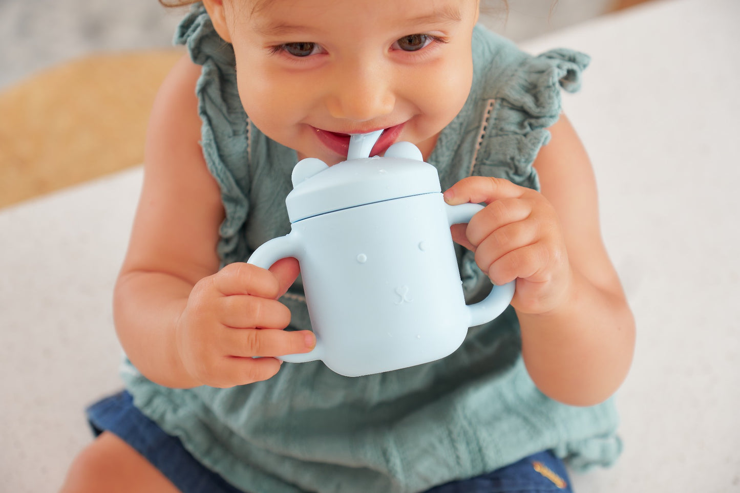 Mini Sippi Bear With Handles - Iced Blue