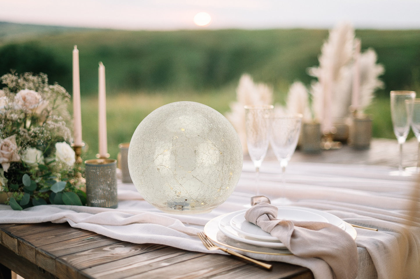 Crackle Glass Light Ball Large