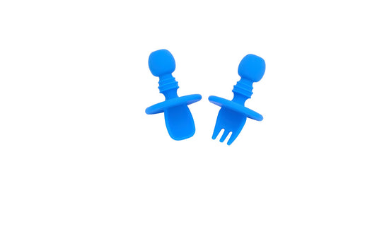 Silicone Little Spoon & Fork - Blue