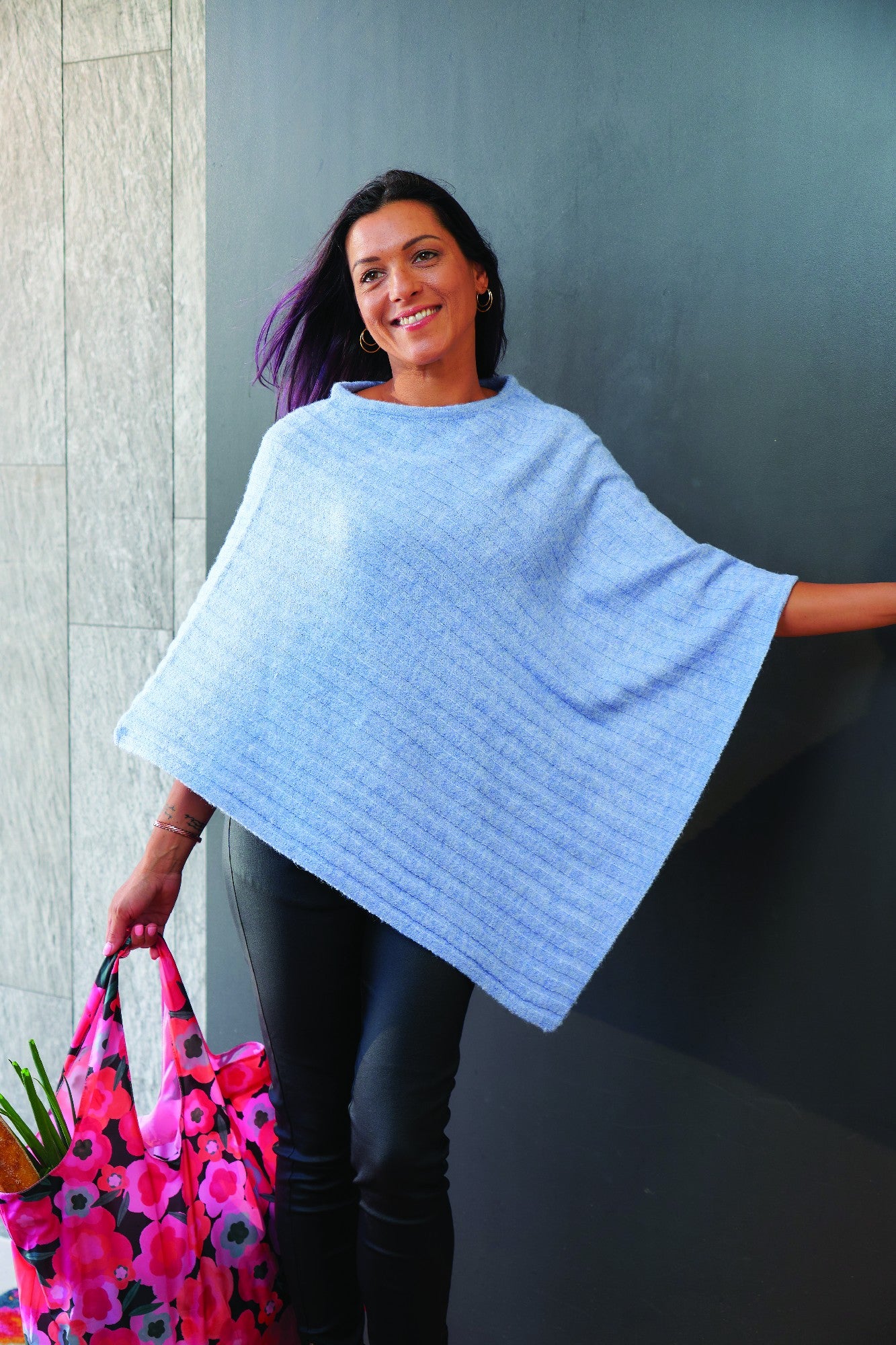 Knit Poncho - Light Pink
