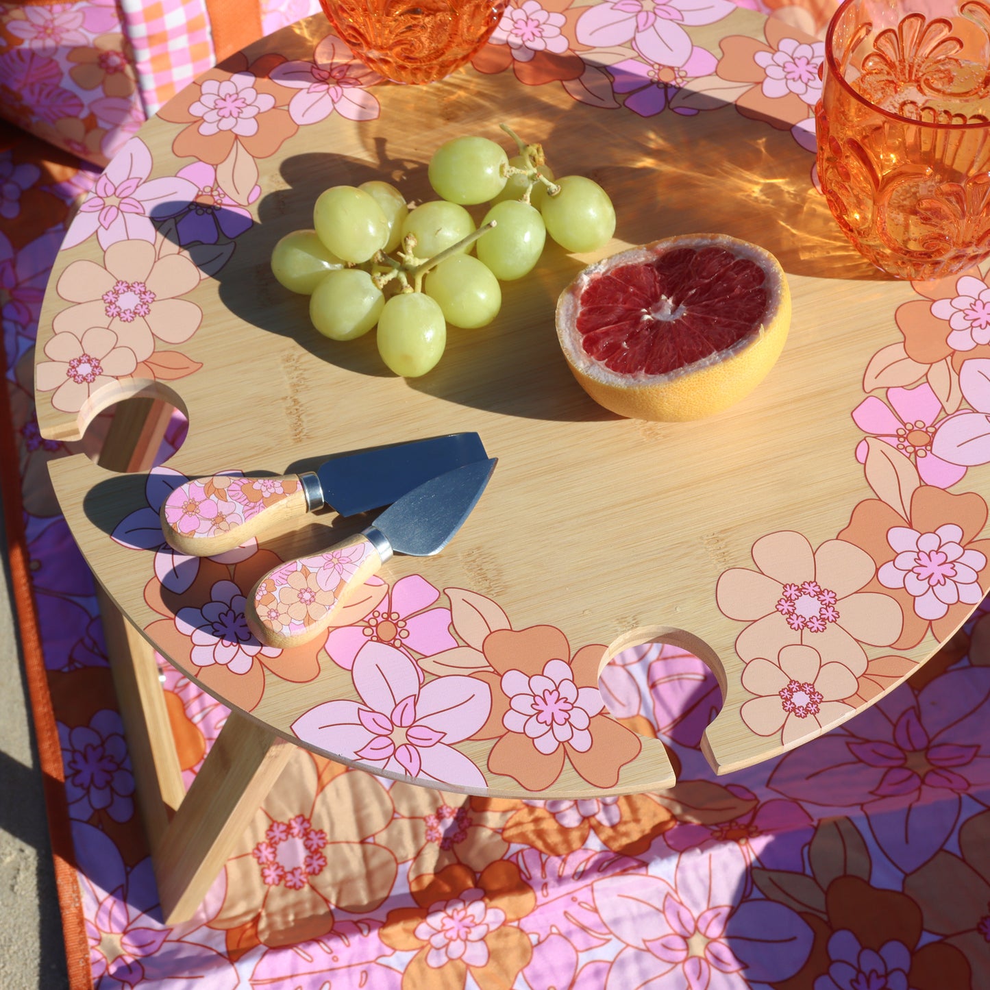 Picnic Retro Floral Cheese Knife Set
