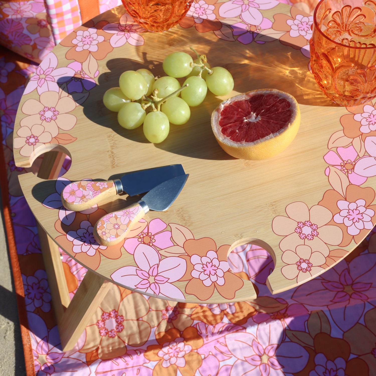 Picnic Retro Floral Cheese Knife Set
