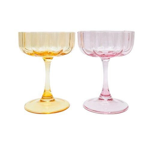 Willa Cocktail Glass Pink & Yellow 13cm