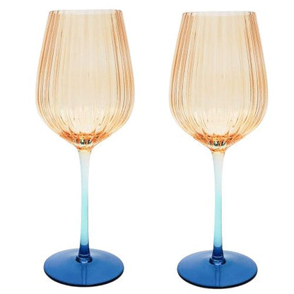 Ellie Ombre Wine Glass Amber & Blue 25cm