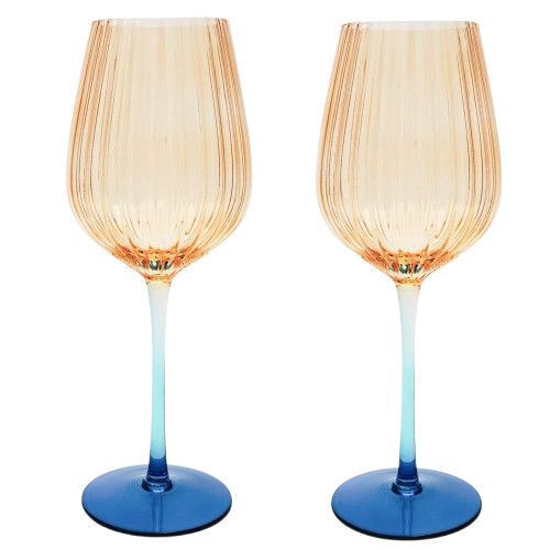 Ellie Ombre Wine Glass Amber & Blue 25cm