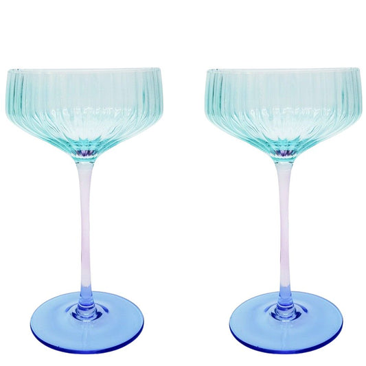 Ellie Ombre Cocktail Glass Aqua & Blue