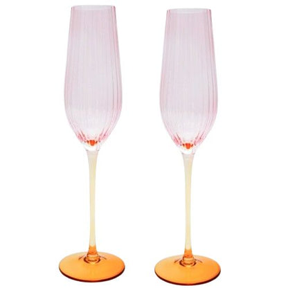 Elle Ombre Champagne Glass Pink & Yellow