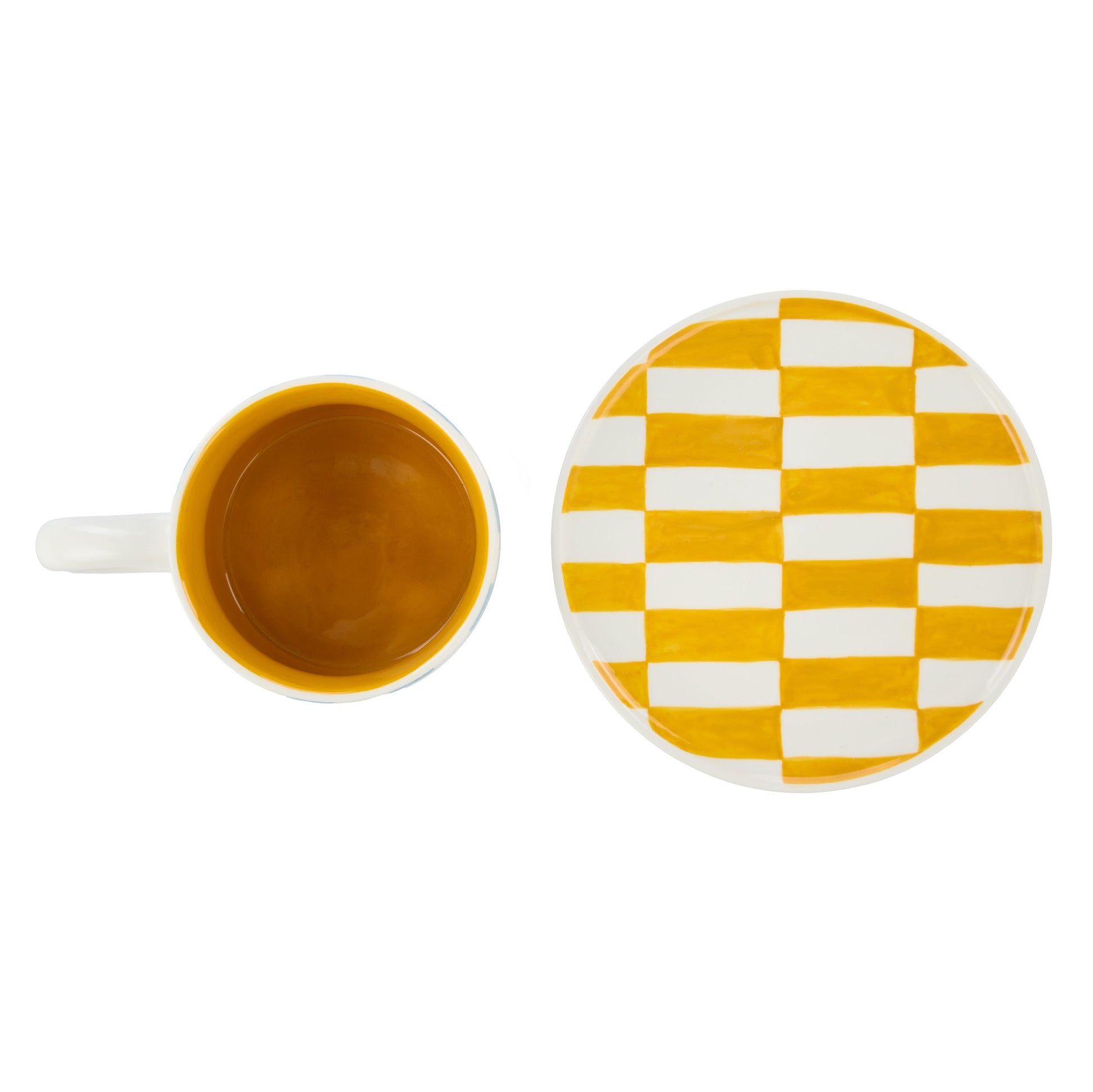 Emporium Check 300ml Mug & Plate Set Blue/orange