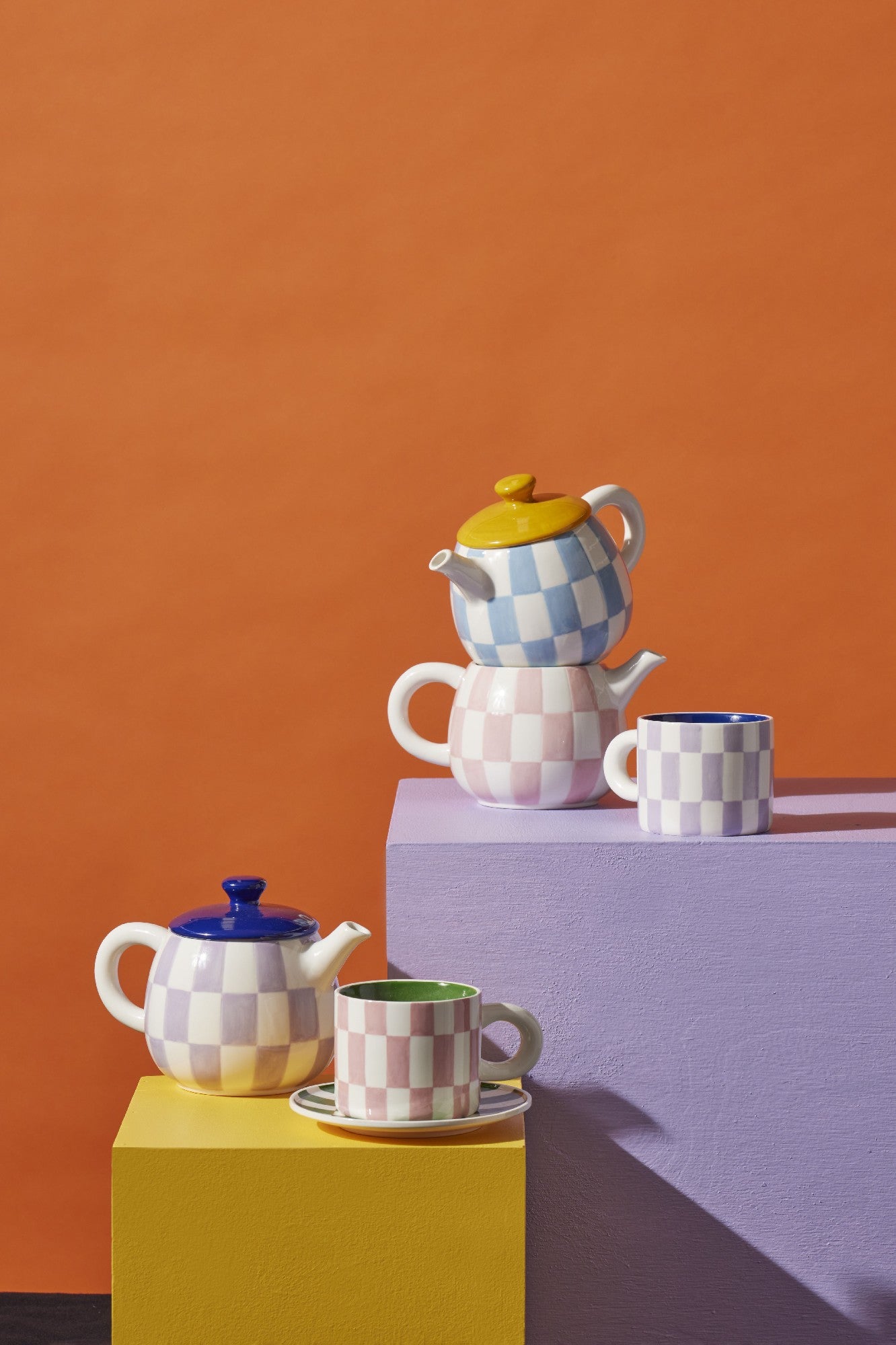 Emporium Check 700ml Teapot Lilac/navy