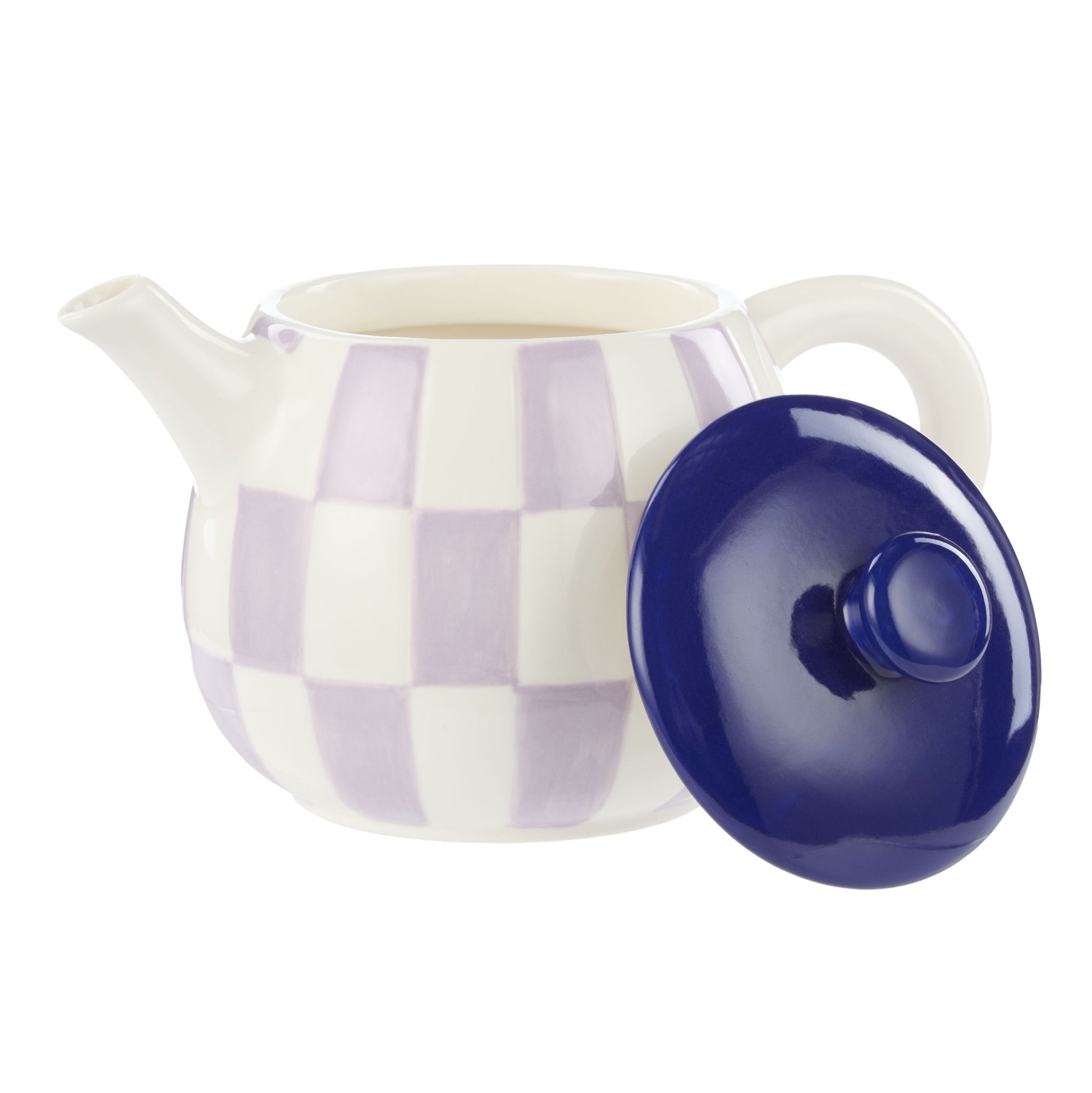 Emporium Check 700ml Teapot Lilac/navy