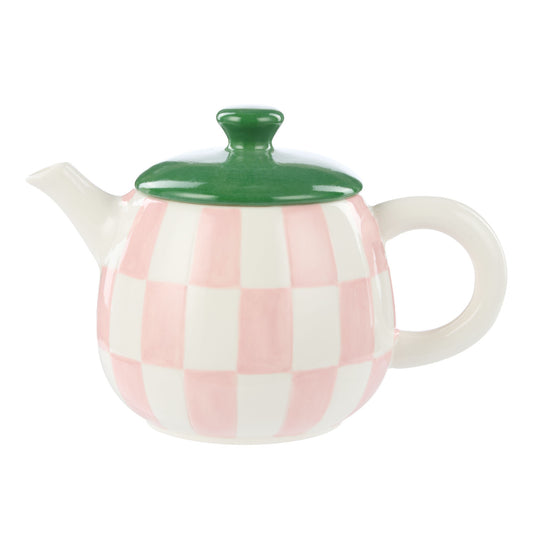 Emporium Check 700ml Teapot Pink/green
