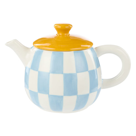 Emporium Check 700ml Teapot Blue/orange