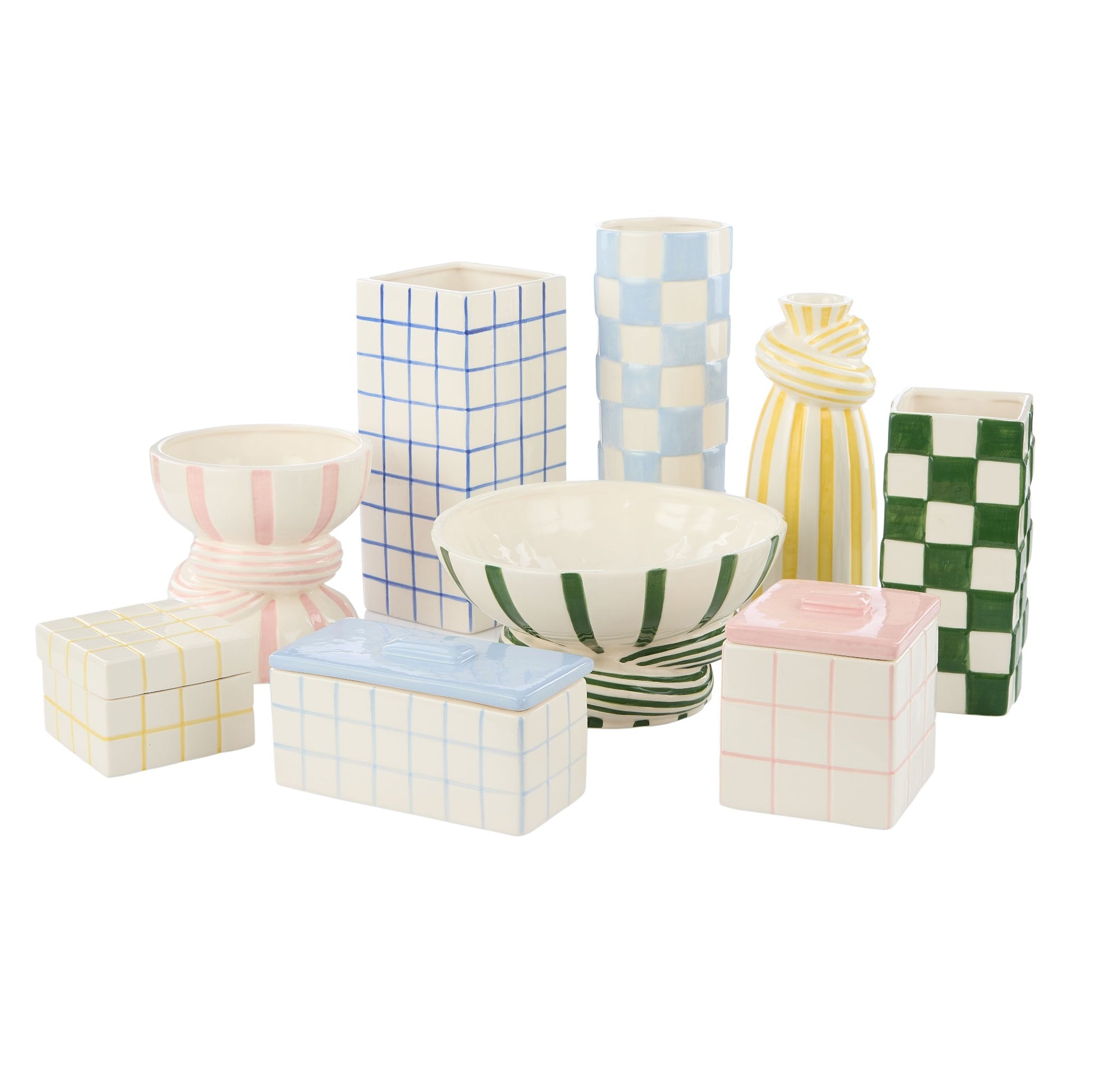 Emporium Lulu Coil Stripe Vase Blue