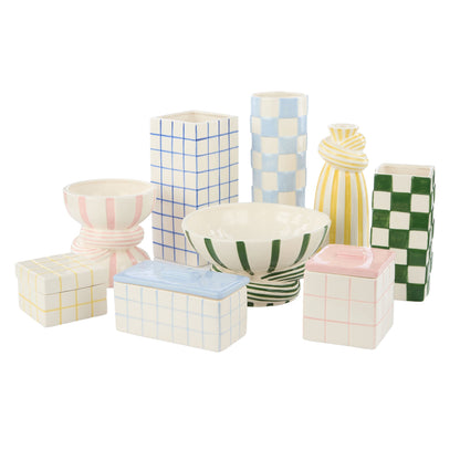 Emporium Lulu Coil Stripe Vase Blue